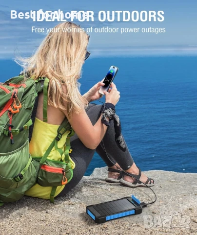 GNC M30000 Соларна външна батерия с  фенерче , три режима на работа , снимка 7 - Оригинални зарядни - 50754535