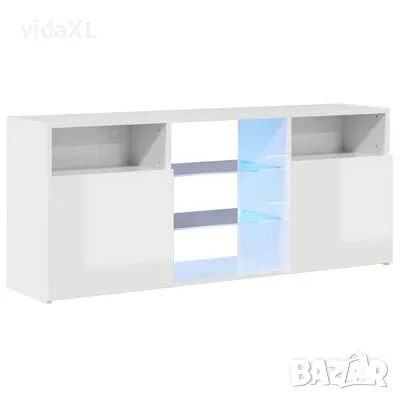 vidaXL ТВ шкаф с LED осветление, бял гланц, 120x30x50 см（SKU:804307）, снимка 3 - Шкафове - 48979266