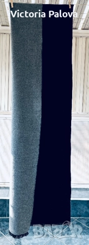 Модерен голям зимен шал - реверсивен, черно и сиво, снимка 3 - Шалове - 52795132