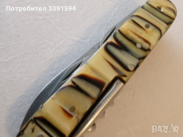 Старо   колекционерско туристическо ножче многоцветен седеф- 9 см във перфектно състояние , снимка 5 - Ножове - 50127150