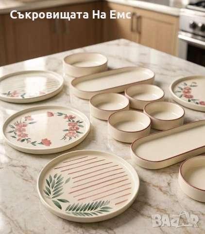 🌸🌱Нов Комплект за Закуска 14части "Пролет" 🌸🌱 , снимка 4 - Сервизи - 53869761