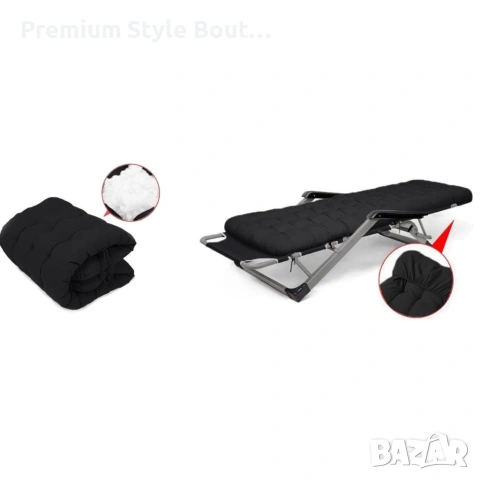 Сгъваем градински шезлонг с ватирана възглавница, регулируема облегалка , 178 см, снимка 9 - Градински мебели, декорация  - 53923407