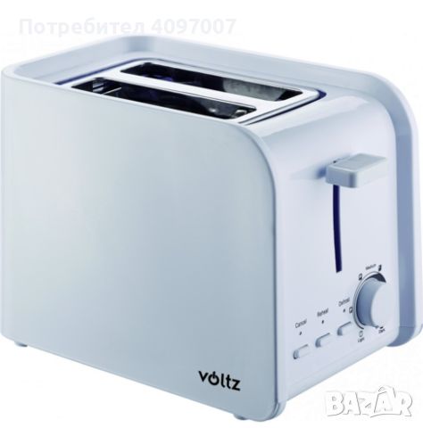 Тостер за хляб Voltz V51440E, 750W, 2 филийки, Бял, снимка 2 - Тостери - 46390622