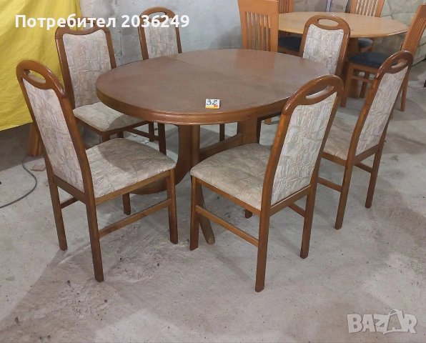 Комплект масивна разтегателна маса с 6 стола, снимка 5 - Маси - 53224449