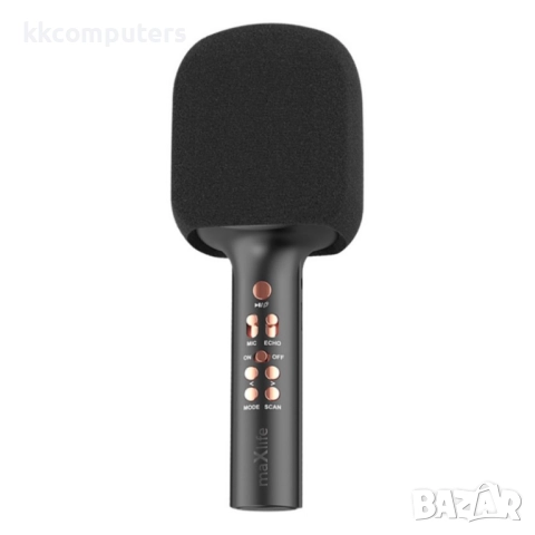 Безжичен микрофон Maxlife MXBM-600 с тонколонка, за караоке, Черен