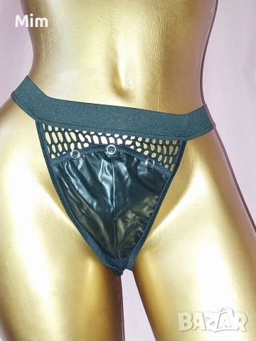 Черна мъжка полупрашка от еко кожа и мрежа , снимка 5 - Бельо - 52770400