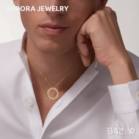 CARTIER Love Gold Large Paved Diamonds Pendant Дамскo Колие, снимка 14 - Колиета, медальони, синджири - 53007437