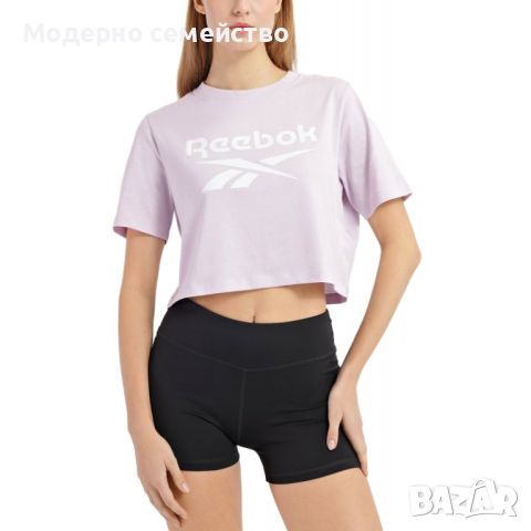 Дамска тениска reebok identity crop tee purple, снимка 2 - Тениски - 46725730