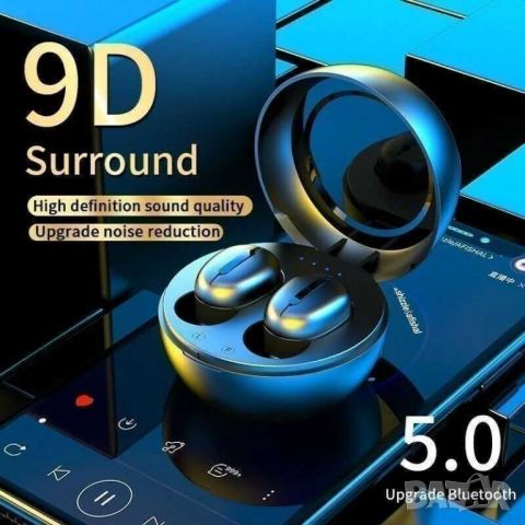 Безжични слушалки Bessky 9D звук, Bluetooth 5.0, Черни