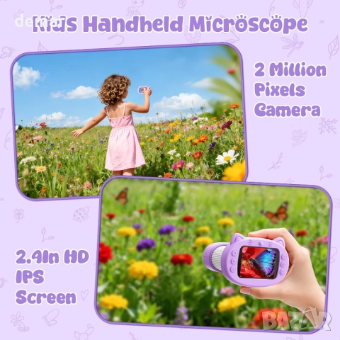 1000X 2.4" HD Ръчен цифров микроскоп за деца, STEM играчки,3-10 години, снимка 2 - Образователни игри - 52709142