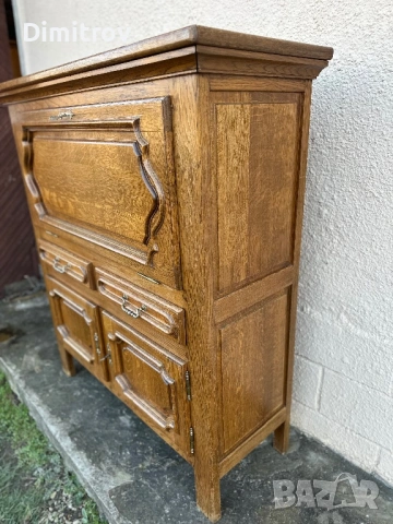 Дъбов бар шкаф / бюфет с падаща врата и осветление, снимка 3 - Бюфети - 53958685