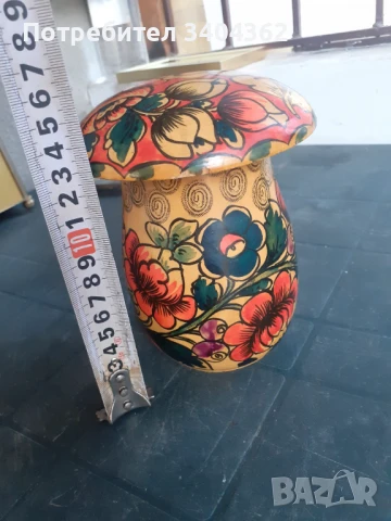 Руска дървена играчка гъба рисувана Матрьошка, снимка 6 - Антикварни и старинни предмети - 50918340