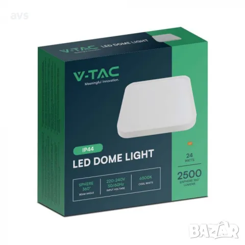 LED плафон квадратен 24W 6500K VT-8624 V-TAC бял, снимка 2 - Полилеи - 48682715