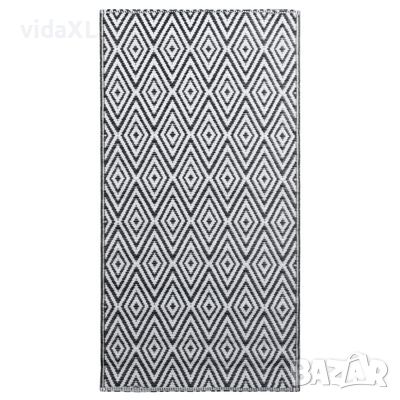vidaXL Килим за открито, бяло и черно, 190x290 см, PP(SKU:310431