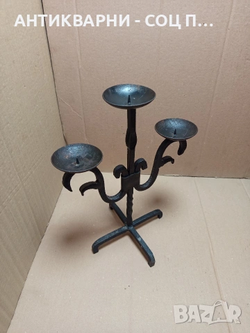 Стар Метален Свещник От Ковано Желязо Номер 578., снимка 2 - Антикварни и старинни предмети - 53180494