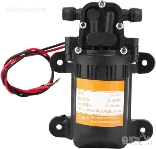 Мини мембранна водна помпа 12V, 0.48MPA, 3.5L/min, снимка 3 - Друга електроника - 47952666