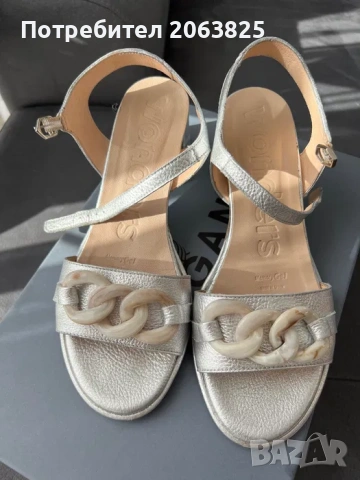 Сребърни сандали естествена кожа 38, снимка 2 - Сандали - 53202570