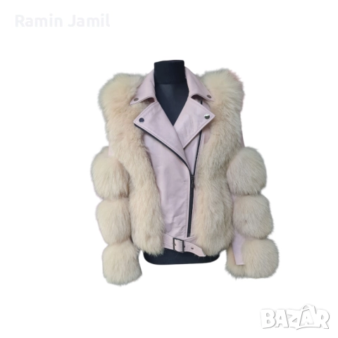 Палта от лицева агнешка кожа и косъм естествена лисица.