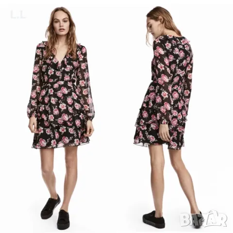 Рокля с флорални мотиви h&m, снимка 1 - Рокли - 47195566