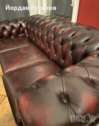Диван честърфийлд chesterfield оригинален естествена кожа 