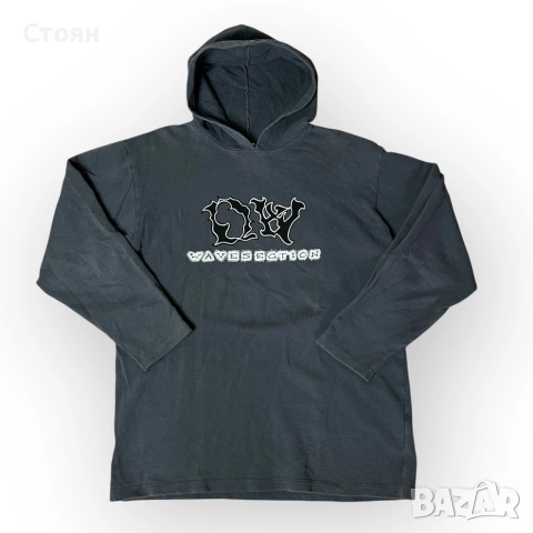 DW Wave Section Y2K Graffitti Hip-Hop Lettered Graphic Hoodie, снимка 2 - Суичъри - 52022385
