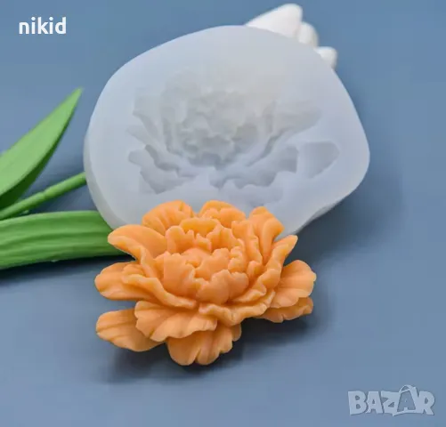 3D Розов Божур цвете силиконов молд форма фондан смола гипс шоколад декор, снимка 6 - Други стоки за дома - 49472999