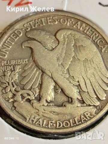 Сребърна монета 50 цента 1942г. Америка рядка за КОЛЕКЦИЯ 54382, снимка 4 - Нумизматика и бонистика - 53961327