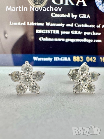 Сребърни обеци с мойсанит (Диамант) 1.2 карата