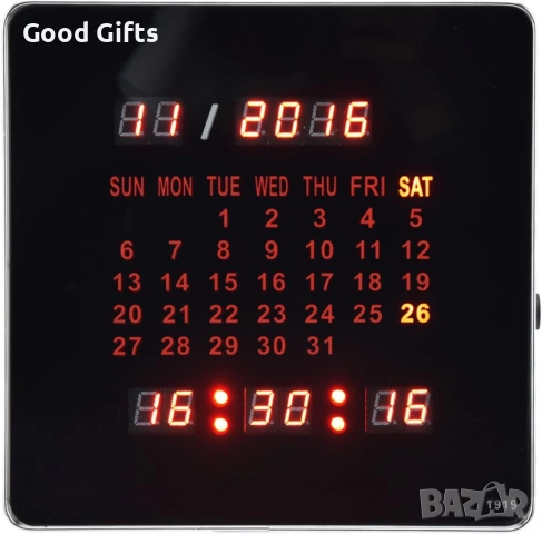 Голям Дигитален LED Часовник с Календар и Термометър – Елегантност и Точност