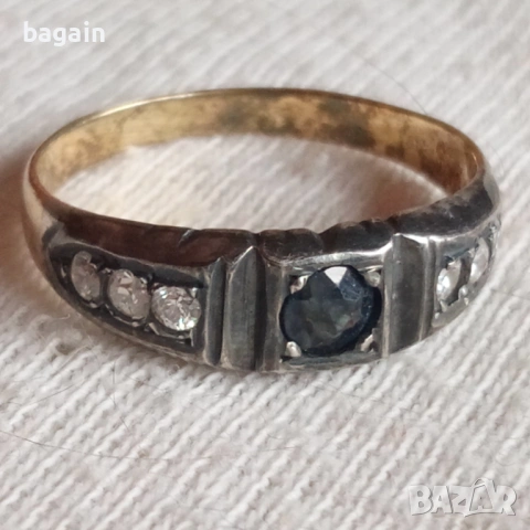 Сребърни пръстени с рубини, сапфири, аквамарин и позлата., снимка 4 - Пръстени - 53503117