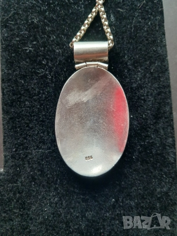Масивно сребърно колие със седеф, снимка 2 - Колиета, медальони, синджири - 52357692