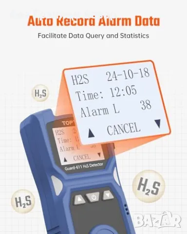 Нов Портативен H2S детектор с тройна аларма и 5-дневна батерия за аварии, снимка 4 - Друга електроника - 48158010