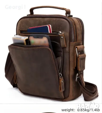 Премиум*/Мъжка Винтидж Бизнес чанта/Crazy Horse* Кафява естествена кожа!, снимка 7 - Чанти - 49776572