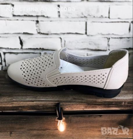 Дамски ежедневни кожени обувки с дупки без връзки, снимка 4 - Маратонки - 45954911