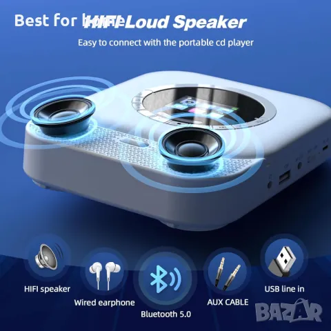 Преносим CD плейър Arafuna с Bluetooth приемник и предавател, снимка 5 - Bluetooth тонколони - 49638269