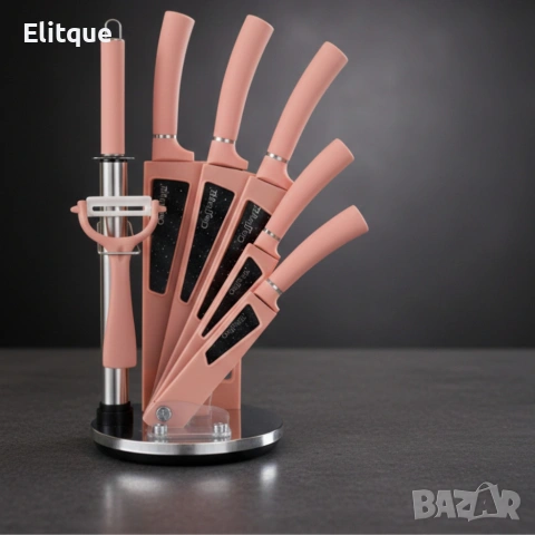 Комплект кухненски ножове 8 в 1 с въртяща се стойка Cheffinger за подредена кухня, снимка 2 - Други - 53181832