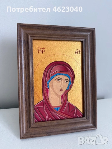 Ръчно рисувана икона на Пресвета Богородица , снимка 3 - Декорация за дома - 53353483