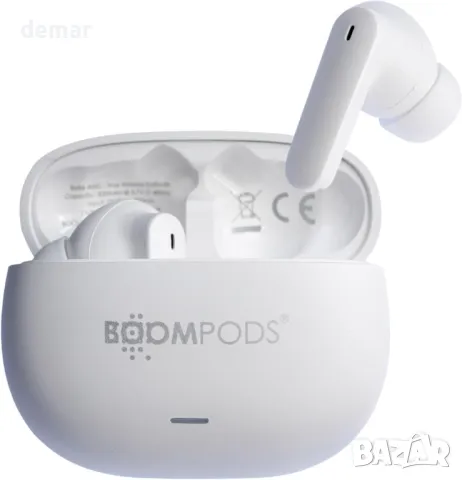 Безжични слушалки Boompods Echobuds ANC с ENC микрофони, IPX4, бели