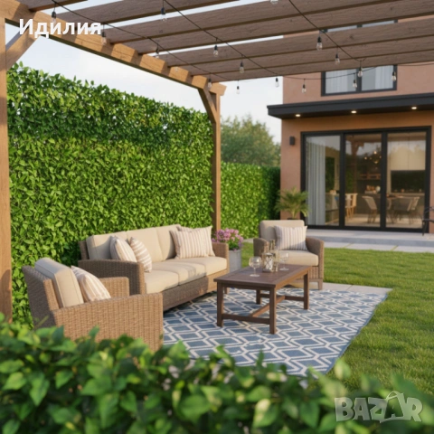 Ограда от зелени листа - панел за уединение с реалистичен вид 3 x 0,5 м