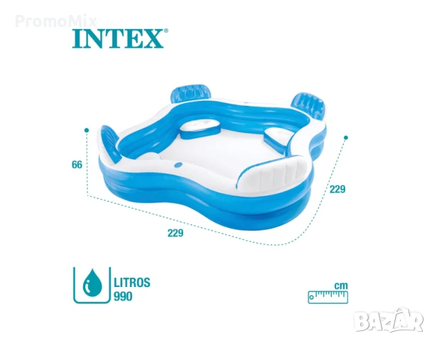 Надуваем басейн Intex 56475NP Swim Centre Family Lounge Pool 229 х 66 см  4 седалки, снимка 10 - Басейни и аксесоари - 51215975