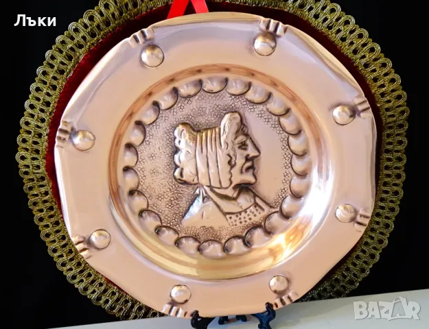 Медна чиния,медно пано,портрет Lanouaille. , снимка 4 - Антикварни и старинни предмети - 50024571