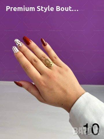 Хубав дамски златист пръстен тип змия от медицинска стомана, снимка 5 - Пръстени - 53898805