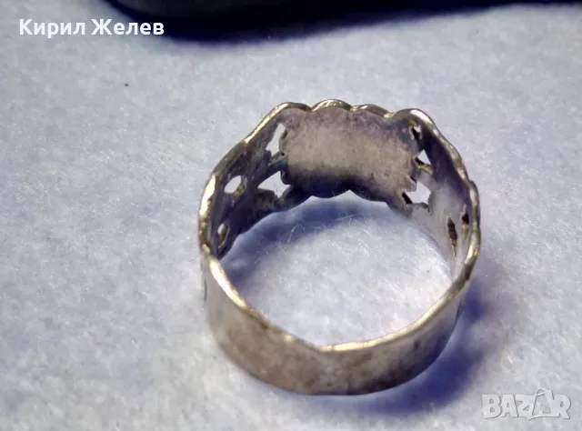 СТАРИНЕН РЪЧНО ФЛОРАЛНО ОРНАМЕНТИРАН СРЕБЪРЕН ПРЪСТЕН ВИСОКА ПРОБА СРЕБРО МАЙСТОРСКА РАБОТА 50066, снимка 13 - Антикварни и старинни предмети - 50335652