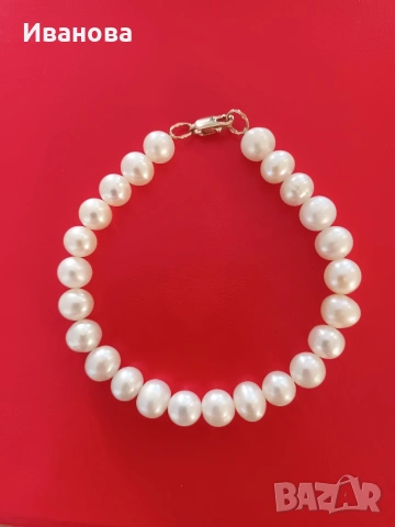 Златни руски обици, пръстен и гривна ест. перли и злато, снимка 7 - Гривни - 53779595