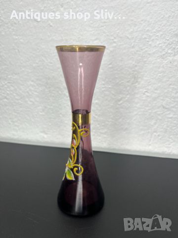 Стъклена вазичка от финно цветно стъкло. №5433, снимка 4 - Антикварни и старинни предмети - 45855676