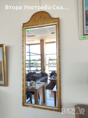 Златно дървено огледало 49 х 120 см, снимка 1 - Огледала - 46502565