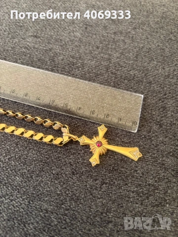 Стар златен Кръст с рубин 14к 5.96гр 5см , снимка 10 - Колиета, медальони, синджири - 50898227