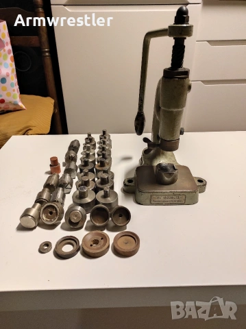 Немска ретро текстилна преса – над 10 кг, с много приставки, снимка 12 - Други машини и части - 53828608