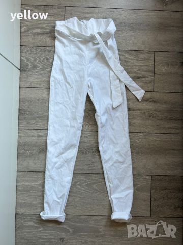 Бял панталон с висока талия , снимка 1 - Панталони - 46451308