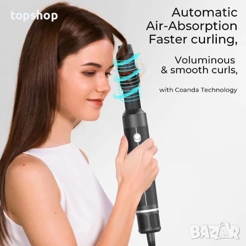 НОВ 7 в 1 високоскоростен сешоар с 110 000 оборота с дифузер, маша, термо четка, стилизиране на коса, снимка 3 - Сешоари - 50600027